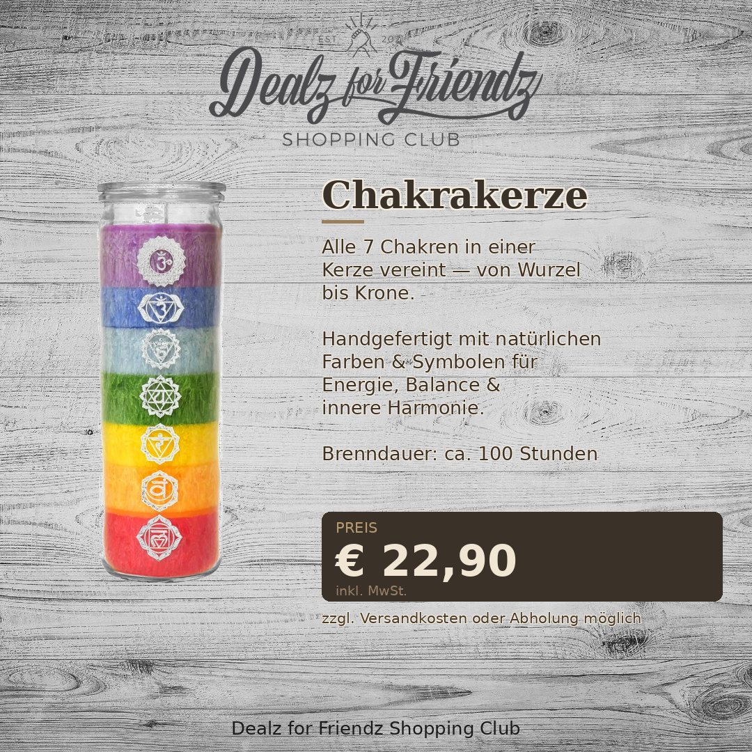 Chakrakerze — 7 Chakren, 100h Brenndauer